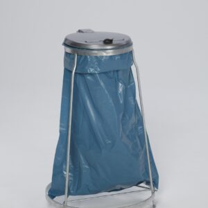 VAR MSTS 120 verzinkt mit KS-Deckel silber – umweltfreundlicher Müllsackständer für 120 Liter Abfallsäcke, stationär oder fahrbar