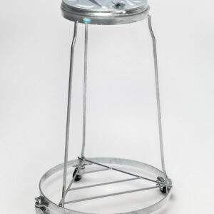 VAR MSTS 120 Müllsackständer fahrbar, verzinkt – mit KS-Deckel silber oder ME-Deckel verzinkt, umweltbewusst, hygienisch, für 120 Liter Abfallsäcke, Müllsackhalter & Abfallsammler mit Fußpedal