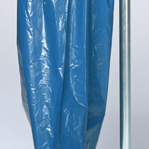 VAR Stationärer Abfallsammler Standard mit KS-Kunststoffdeckel schwarz – pulverbeschichtet, Müllsackständer für 120 Liter Säcke, hygienisch mit Fußpedal