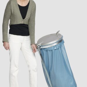 VAR Kombi-Abfallsammler mit KS-Kunststoffdeckel schwarz – Müllsackständer für 120-Liter Säcke, pulverbeschichtet, hygienisch & robust