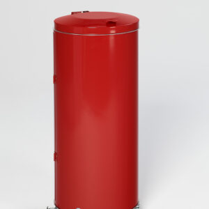 VAR Kompakt-Doppeltür Abfallsammler 150 L für Außenbereiche, mit verzinktem Klemmring für 120 L Abfallsäcke, verschließbar mit Holzverkleidung – in Weiß, Rot, Anthrazit, Smaragdgrün, Verkehrsweiß, Verkehrsgelb, Enzianblau, Antiksilber