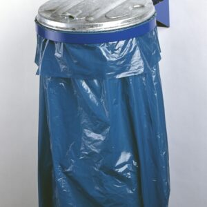 VAR Konsol-Abfallsammler mit KS-Kunststoffdeckel schwarz – pulverbeschichtet, Müllsackständer für 120 Liter Abfallsäcke, hygienisch & robust mit Fußpedal