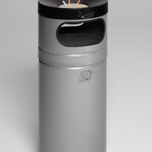 VAR Abfallsammler/Ascher H90 weiß, rot, anthrazit, silber, enzianblau – 56 l Rundbehälter aus pulverbeschichtetem Stahl mit Sand-Aschereinsatz & Inneneimer für Innenbereiche