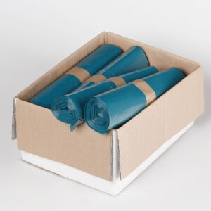 VAR Kunststoffsäcke 60 L, 70 L & 120 L, 250 Stück VE – Müllsäcke, PE-Abfallsäcke in Grau & Blau für Abfallmanagement