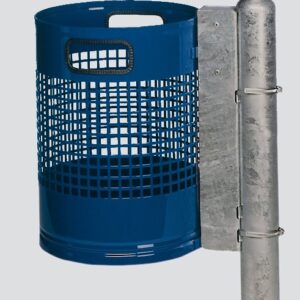 Robuster VAR AS Typ WR 3 Abfallsammler 30L – in enzianblau, moosgrün, feuerverzinkt oder Edelstahl mit feuerverzinkter Konsole und sicherem Dreikantschloss