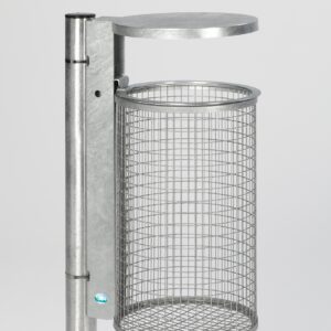 VAR AS Typ WR 2 Abfallsammler mit Schutzdach, 50 Liter, feuerverzinkt für den Außenbereich, mit Dreikantschloss und Inneneinsatz