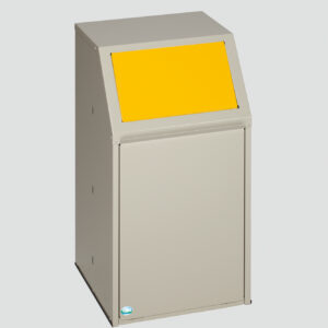 VAR Wertstoffsammelgerät WSG 39 – 39 L mit farbiger Einwurfklappe (gelb, blau, grün, braun, anthrazit) – stationär oder fahrbar – verzinkter Stahleinsatz