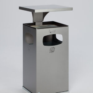 VAR Abfallsammler & Ascher B42 mit Schutzdach, Inneneinsatz, pulverbeschichtet, verzinktes Stahlblech, 72 Liter, für Außenbereich – Farben: Weiß, Purpurrot, Anthrazit, Antik-Silber, Moosgrün, Gelb, Enzianblau, Silber