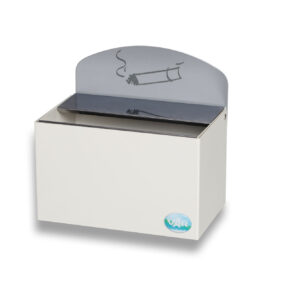 VAR Wandascher WH 13 mit Schild – Wandaschenbecher aus verzinktem Stahlblech, pulverbeschichtet, polierte Edelstahl-Einwurfblende, 0,8 Liter, ohne Schloss, mit Inneneinsatz