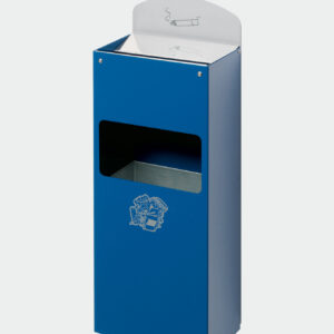 VAR Wandascher WH 51 mit Schild – Wandaschenbecher aus verzinktem Stahlblech mit Pulverbeschichtung, polierte Edelstahl-Einwurfblende, 0,8 Liter Ascherschale / 4 Liter Abfallbehälter, ohne Schloss, mit Inneneinsatz