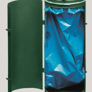 VAR Kompakt 70 L Abfallsammler mit Einflügeltür, robustes Stahlgerät für Außenbereich, pulverbeschichtet oder feuerverzinkt, mit Inneneinsatz, Farben: Grau, Moosgrün, Verzinkt