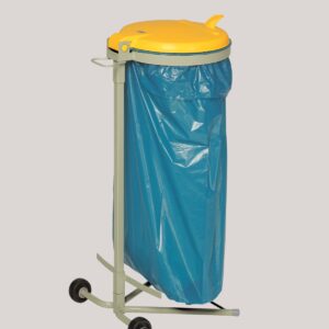 VAR WS 120 Müllsackständer 120 L – stationär & fahrbar, mit farbigen Kunststoffdeckeln, Klemmring zur Sackbefestigung, langlebiger Stahl mit Pulverbeschichtung, ideal für Wertstofftrennung und Mülltrennung