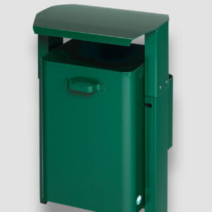 Robuster VAR Abfallsammler Typ AG08 zum Einbetonieren – wetterfester Außenbehälter 40 Liter mit Dreikantschloss & Pulverbeschichtung in moosgrün, feuerverzinkt & langlebig