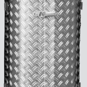 VAR Kompakt-Abfall-Sammelgerät 120L mit Edelstahl und Alu-Duett-Blech, farbig pulverbeschichteter Edelstahldeckel in gelb, enzianblau, grün, grau, mit Inneneinsatz, ohne Schloss, mit Aufkleber, robust für Außen- und Feuchtbereich