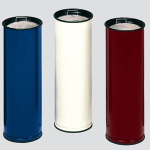 VAR Ascher Modell H 66 – robuster Stand-Aschenbecher mit pulverbeschichtetem, elektrolytisch verzinktem Stahl, Aluminium-Aschereinsatz und bodenschonendem Kantenschutz – Farben: Weiß, Purpurrot, Anthrazit, Enzianblau, Silber