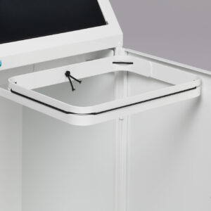 VAR Wertstoffsammler WSG 69 mit Fronttür – 70 L mit farbiger Einwurfklappe & Doppelbartschloss – stationär oder fahrbar – verzinkter Stahleinsatz