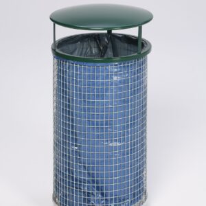 VAR Drahtkorb DK 02 – 75 L Abfallsammler mit farbigem Klemmring für 120 L Säcke | feuerverzinkt, pulverbeschichteter Aufsatz | enzianblau / moosgrün