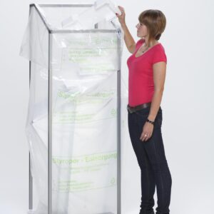 VAR MSTS 100 Müllsackständer stationär in Gelb, Enzianblau oder Silber – pulverbeschichteter Großvolumen-Abfallsammler aus Stahl für 1 cbm Styroporsäcke