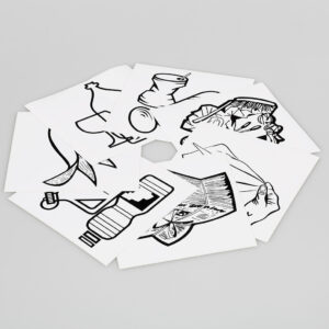 VAR Piktogramm-Aufklebersatz 7-fach schwarz/weiß Mülltrennung Recycling Abfallaufkleber Papier Glas Metall Biomüll Restmüll