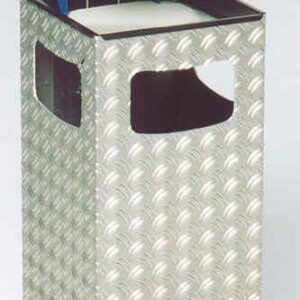 VAR Kombiascher 3-fach Einwurf | 38 L Außen-Abfallsammler mit pulverbeschichtetem Schutz­dach, Alu-Duett-Korpus, Inneneinsatz & Vierkantschloss – Farben: Anthrazit, Enzianblau, Purpurrot, Moosgrün, Silber