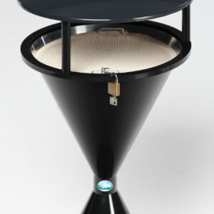 VAR Kunststoff-Standascher verkehrsrot mit Dach & Bodenronde – ASA-Kunststoff, witterungsbeständig & feuerverzinkt – für Innen- & Außenbereich, mit Piktogramm & Inneneinsatz