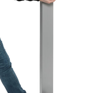 VAR HDS 120 Pedal-Desinfektionssäule – vandalismussicher & mobil für Innen & Außen in elegantem Silber, pulverbeschichtetes Aluminium, 100 % berührungslose Fuß- & Armhebelbedienung, kompatibel mit 0,5–1 l Euro-Flaschen (ohne Flasche)