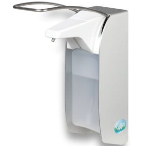 VAR Handdesinfektionsspender HDS 33 ohne Behälter – platzsparender Wandspender aus Aluminium mit Edelstahlpumpe & Armhebel | hygienisch, langlebig & flexibel | kompatibel mit 500ml & 1000ml Euroflaschen