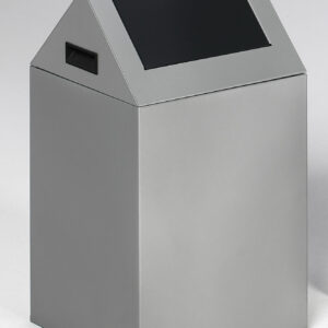 Selbstlöschender Abfallsammler VAR WSG 40 S | 43 L, antik-silber, Einwurfklappe gelb | TÜV-zertifizierter Sicherheitsbehälter für Mülltrennung & Brandschutz in öffentlichen Bereichen