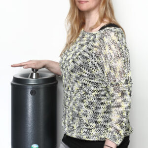 VAR Wandascher H 47 – Dreh-/Schleuderascher aus pulverbeschichtetem Stahl, 15 Liter, mit Doppelbartschloss, feuerfester Wandaschenbecher für Innen- und Außenbereiche, antik-silber