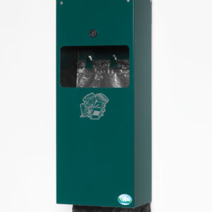 VAR Hundekotbeutelspender mit Ascher DS 4 – Stahl, pulverbeschichtet, 0,8L Ascher & 4L Inneneinsatz, wetterfester Wandaschenbecher mit Doppelbartschloss | Farben: moosgrün / eisenglimmer