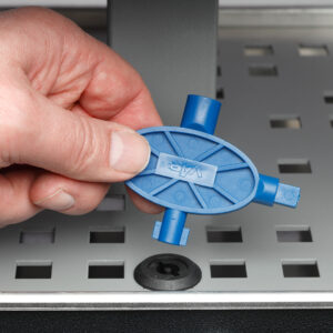 VAR Ascher & Abfallsammler mit Dach B45, pulverbeschichtet, verzinktes Stahlblech, 72 Liter, Außenbereich – Farben: Silber & Eisenglimmer, mit Doppelbartschloss, ohne Inneneinsatz