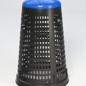 VAR Korbständer aus Kunststoff, schwarz – 90 L Müllsackständer mit Klemmring & Deckel in Gelb, Blau oder Grau für die farbige Wertstofftrennung