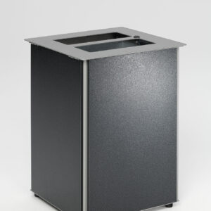 VAR Abfallbehälter AB 01, 80 L, antik-silber/silber, verzinktes Stahlblech, Außenbereich, mit Aufkleber & Dreikantschloss, ohne Inneneinsatz