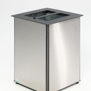 VAR Abfallbehälter AB 02, 80 L, Edelstahl/antik-silber, verzinktes Stahlblech, Außenbereich, mit Aufkleber & Dreikantschloss, ohne Inneneinsatz