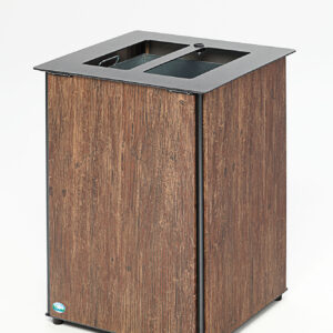 VAR Abfallbehälter AB 03, 80 L, Holz-Optik/Edelstahl, verzinktes Stahlblech, Außenbereich, mit Aufkleber & Dreikantschloss, ohne Inneneinsatz