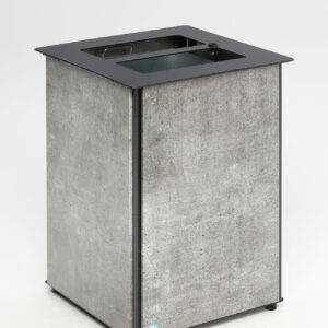 VAR Abfallbehälter AB 04, 80 L, Stein-Optik/Edelstahl, verzinktes Stahlblech, Außenbereich, mit Aufkleber & Dreikantschloss, ohne Inneneinsatz