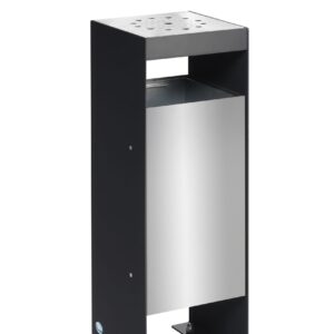 VAR Abfallsammler/Ascher Q 25 – Kombi-Abfallbehälter mit integriertem Ascher | pulverbeschichtet & wetterfest | ideal für Außenbereiche, Eingänge & Raucherzonen