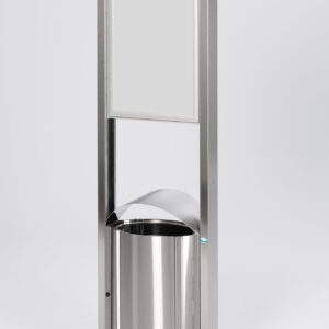 VAR Standgerät AG 78 mit Werbefläche – 50 L Kombiascher mit Plakatfläche für Außenbereiche | verzinkter Stahl, Doppelbartschloss & Inneneinsatz | antiksilbe