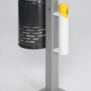 VAR Abfallsammler/Ascher Kombination AG 101 – 46 L, Abfallkorb (Anthrazit, Enzianblau), Korpus (Gelb, Enzianblau, Anthrazit), Kopfteil (Weiß, Silber), mit Doppelbartschloss & Inneneinsatz