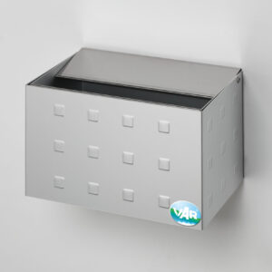 VAR Wandascher WH 13 Aluminium eloxiert, 0,8 Liter – Meerwasserbeständig, mit Inneneinsatz, mit/ohne Pulverbeschichtung, mit Aufkleber, ohne Schloss, antiksilber / silber