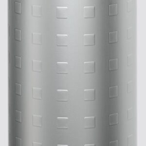 VAR Papierkorb 20 Liter Aluminium eloxiert, Stand- oder Wandgerät, mit Inneneinsatz, Löschkopf schwarz, mit Aufkleber, ohne Schloss, antiksilber, Pulverbeschichtung, dezente Prägung Qpg 20-50, mehrwasserbeständig