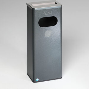 VAR Ascher & Abfallsammler 32 L – Kombigerät mit polierter Edelstahl-Abdeckung, elektrolytisch verzinkter Stahlkorpus, Pulverbeschichtung, Kantenschutzband, Innen‐ und Außenbereich, korrosionsbeständig & bodenschonend