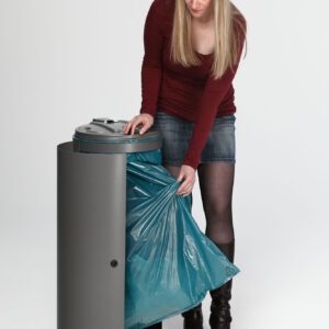 Abfallsammler 80 Liter mit Einflügeltür, verzinktes Stahlblech, Pulverbeschichtung, mit Doppelbartschlossschloss und Inneneinsatz, kompakte Bauweise für den Außenbereich