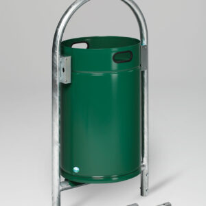 VAR Rohrbogenständer RB 005 – 60 L Einbetonierbarer Außen-Abfallsammler, Stahl pulverbeschichtet, feuerverzinkt, abschließbar mit Dreikantschloss