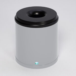 VAR Papierkorb feuersicher aus Stahlblech mit schwarzem Löschkopf, 15 L | 30 L | 50 L | 80 L | 110 L – pulverbeschichtet, in enzianblau | gelb | grau | grün | rot | schwarz | silber | weiß, für Innenbereiche ohne Fußpedal