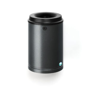 VAR Papierkorb 15 L mit Wandhalterung & Löschkopf schwarz – pulverbeschichtet, mit Doppelbartschloss & Inneneinsatz – in rot | enzianblau | silber | antik-silber – für Innenbereiche