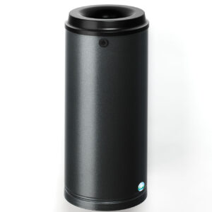 VAR Papierkorb 24 L mit Wandhalterung & Löschkopf schwarz – pulverbeschichtet, mit Doppelbartschloss & Inneneinsatz – in rot | enzianblau | silber | antik-silber – für Innenbereiche