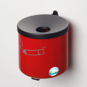 VAR Wandascher WH 16 – Selbstlöschender Wandaschenbecher, pulverbeschichtet, 2,4 Liter, mit Edelstahl-Schutzdach, robuster Abfallsammler für Wandmontage