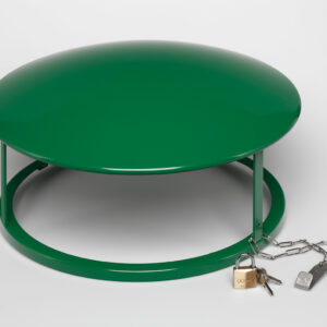 VAR Dach für Standascher – diebstahlsicheres Schutzdach mit Bodenronde & Vorhängeschloss, aus pulverbeschichtetem Stahl