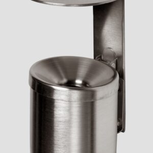VAR Wandascher WH 10 mit Edelstahl-Schutzdach – Robuster Wandaschenbecher aus pulverbeschichtetem Stahl oder Edelstahl, selbstlöschend, 0,6 Liter, Wandabfallbehälter für Raucherbereiche, sicher & wetterfest
